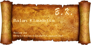 Balan Klaudetta névjegykártya